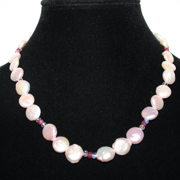 Natural pink pearl necklace 18"